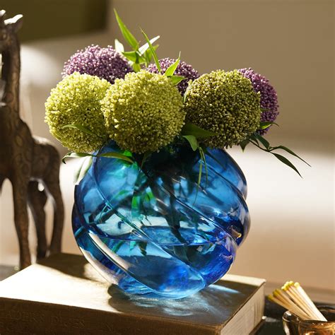 Blue Swirl Texture Glass Vase