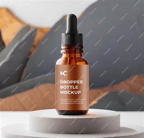 Premium PSD | Amber dropper bottle mockup for branding
