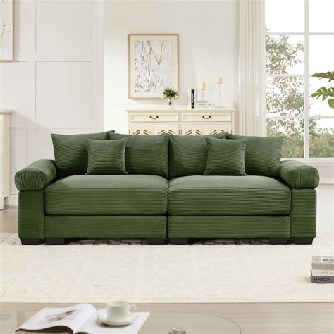 Homy Casa OCMSCC 92 in. Oversized Cloud Modular Sectional Couch Olive ...