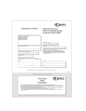 University of Oxford Direct Debit Instruction Form - Blank Fillable ...