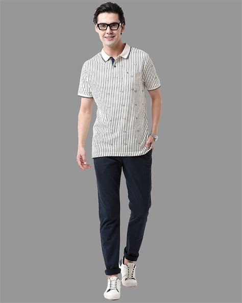 Classic Polo Mens Cotton Half Sleeve Printed Slim Fit Polo Neck Beige