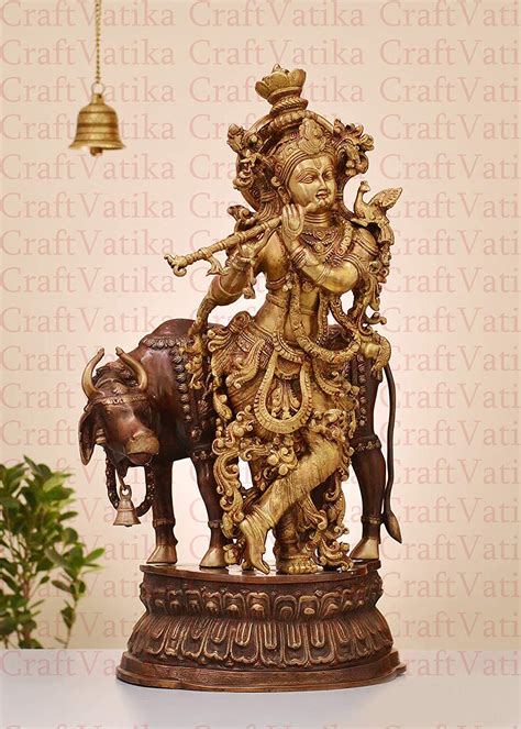 Buy Online Lord Krishna Playing Flute Standing Sculpture Statue ...