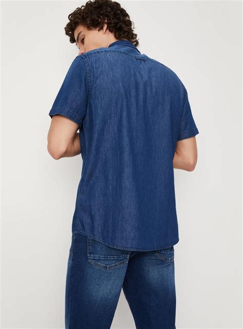 Buy Men Solid Half Sleeves Slim Fit Denim Shirt Online at just Rs. 999. ...