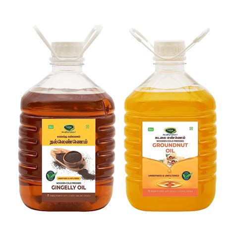 THANJAI NATURAL Gingelly Oil 3L & Groundnut Oil 3L Cane Unrefined ...