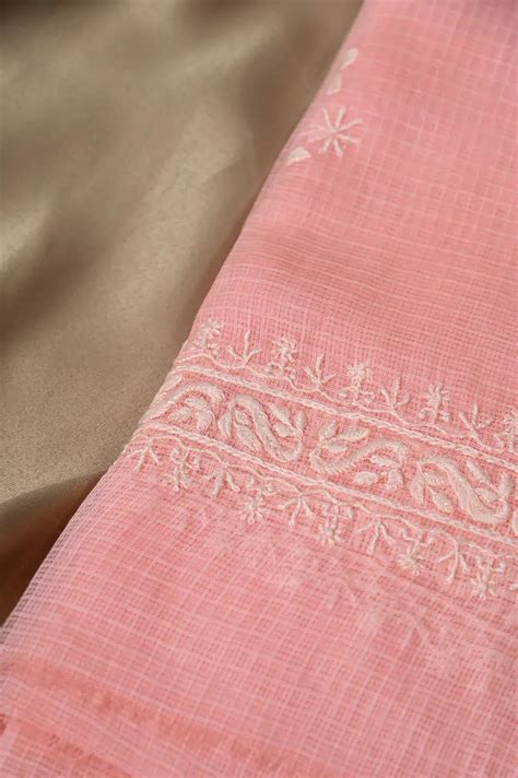Kota Chikankari Length with Dupatta - Peach - ARIAA CHIKANKARI