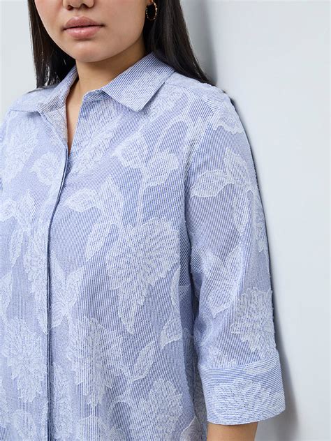 Buy Gia Blue Floral Embroidered Shirt from Westside – Westside Global