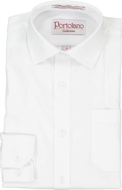Portolano Boys Long Sleeve White Textured Dress Shirt - 2630 - ShirtStop