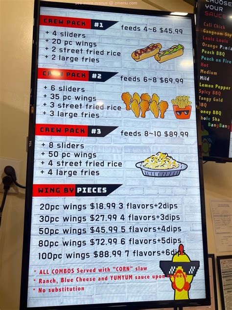 Menu at No Name Chicken SR 96 restaurant, Warner Robins