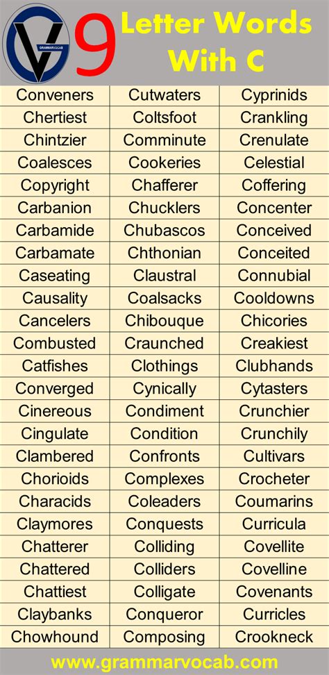 Nine Letter Words Starting With C - GrammarVocab