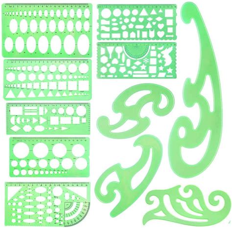Buy 11 PCS Geometric Drawings Templates Stencils French Curve ...
