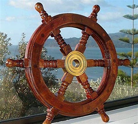 Ascent Gifts Ship Wheel Wood Ship Wheel Brass Ring Rosewood Ship Wheel ...
