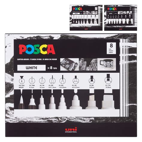 Buy Uni Posca 8-Tip Acrylic Paint Marker Set, White, Non-Toxic, ACMI ...