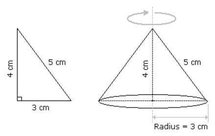 A right triangle with sides 3 cm, 4 cm and 5 cm is rotated about the ...