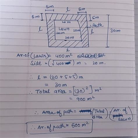 A square lawn is surrounded by a 5m wide path. If the area of the lawn ...