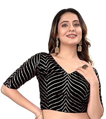 Sumaira Tex Womens Fancy Readymade Half Sleeve Georgett Saree Blouse(R ...