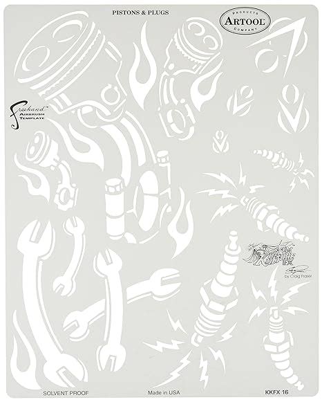 Artool Freehand Airbrush Templates, Kustom Kulture - Piston & Plugs ...
