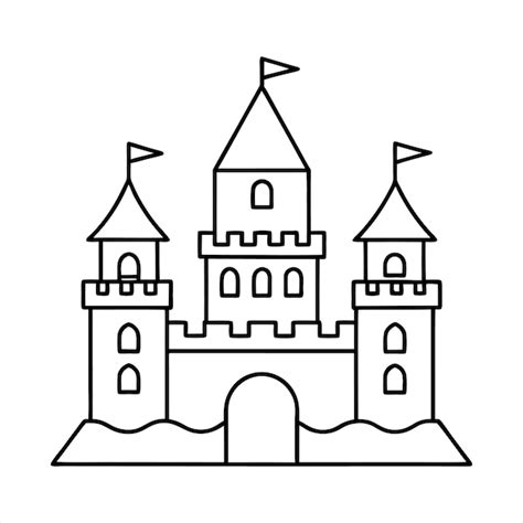 A castles and kingdoms line art vector illustration on white background ...