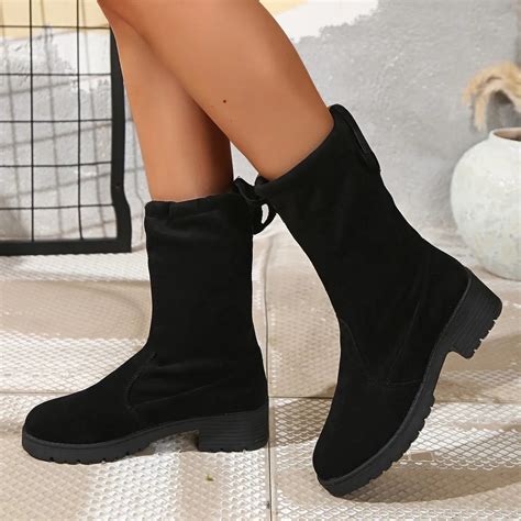 Black Knee-high Womens Suede Winter Boots on Luulla