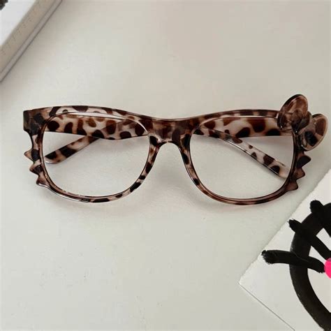 Womens Kawaii Leopard Print Hello Kitty Eyeglasses Frames – The Kawaii ...