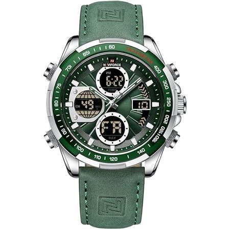 Buy Naviforce Men Analog Digital Chronograph Green Leather Strap Quartz ...