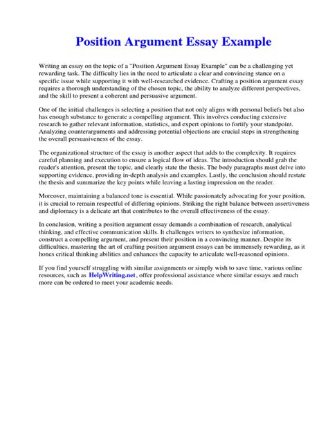 Image result for Position Argument Essay Example