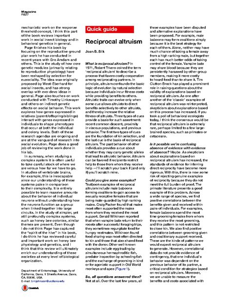 Reciprocal altruism - Summary Applied Psychology - Magazine R ...