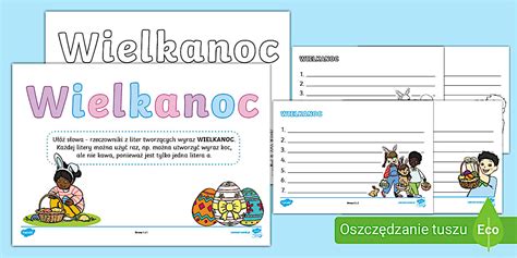 Wielkanoc | Ułóż słowa z liter słowa Wielkanoc