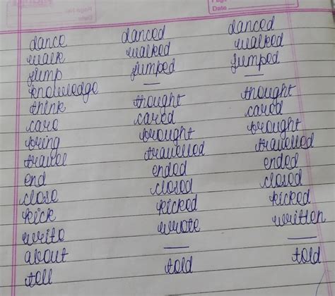 past verb and past particular. find 1 dance2 walk 3 jump 4 knowledge5 ...