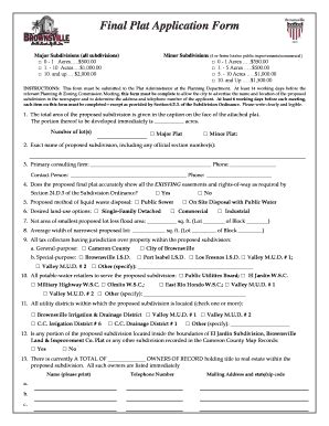 Fillable Online Final Plat Application Form (2016) Fax Email Print ...