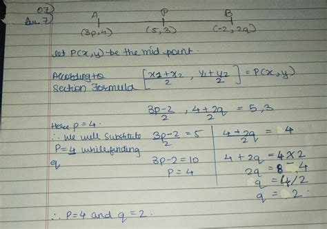 Q} the coordinates of the mis-point of the line joining the points (3p ...