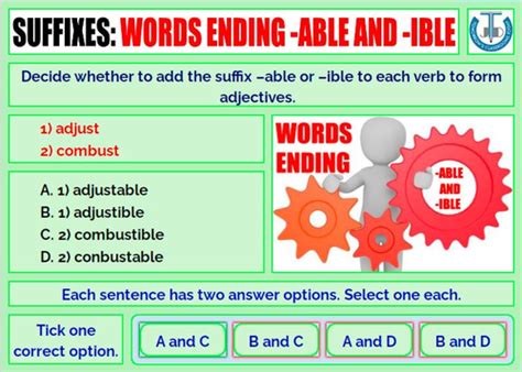 SUFFIXES - WORDS ENDING -ABLE AND -IBLE: POWERPOINT PRESENTATION ...