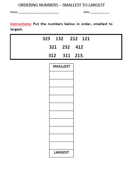 Image result for Ordering 3-Digit Numbers Worksheet