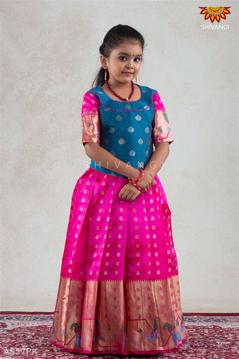Traditional Trendning Pattu Pavadai For girls-Ethnic Wear-Pink