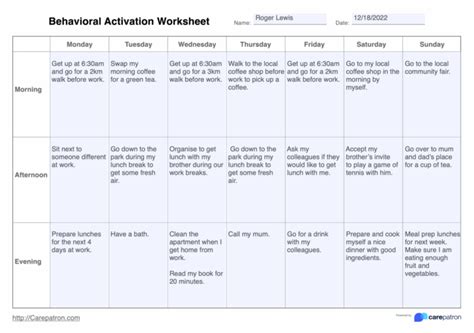 Image result for Behavioral Activation Worksheet