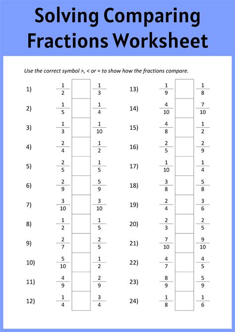Image result for Comparing Fractions Word Problems Worksheet