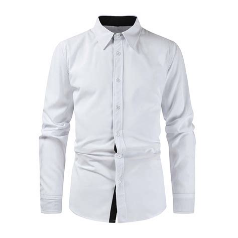 Men's Dress Shirts Sale Clearance Long Sleeve Smart Casual Plain Shirt ...