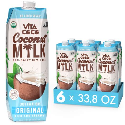 Vita Coco Original Organic Coconut Milk - Plant Based Dairy Free Alternative - Gluten Soy ...
