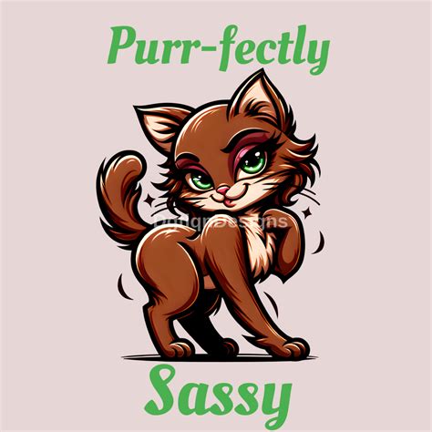 Adorable Sassy Cat Clipart - 'purr-fectly Sassy' - Funny Cat Art - Cat ...