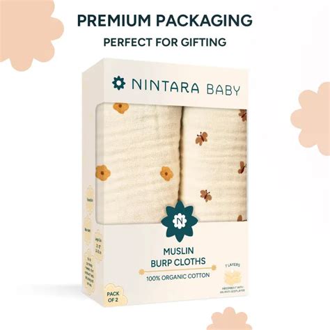 Buy Baby Burp Cloths Set Of 2 - Golden Flutter, 100% Organic Cotton | 6 ...