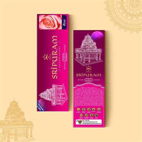 Sripuram Rose Incense - 20 Sticks (Pack of 12)