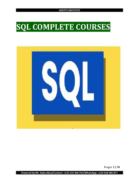 Image result for SQL Course PDF