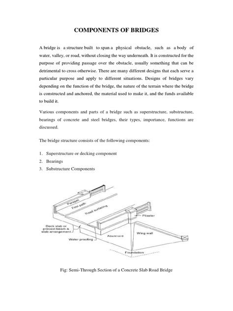Components of Bridges: 1. Superstructure or Decking Component 2 ...