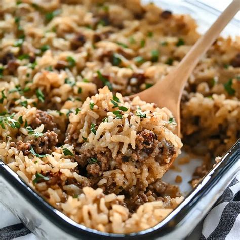 French Onion Ground Beef and Rice Casserole - My Homemade Recipe