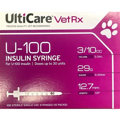 UltiCare U-100 Insulin Syringes 29g - Box of 100 Needle 1/2 inch