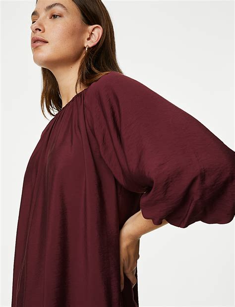 Buy Puff Sleeve Knee Length Shift Dress at Marks & Spencer