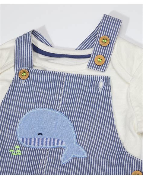 Buy Boys Half Sleeves Whale Patch Work Dungaree Set - Blue Online at ...