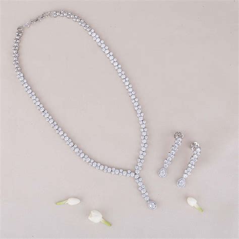 Buy Purvika Necklace Set | 92.5 Gold Plated Swarovski Necklace Set ...