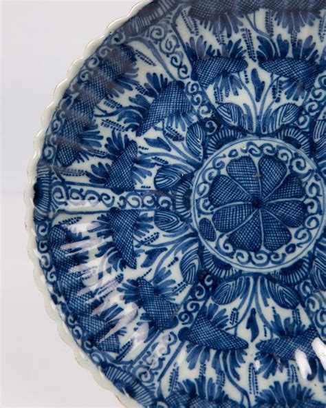 Antique Delft Blue and White Dish with Fluting and a Scalloped Edge ...