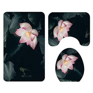 Buy TOPBATHY 3 Pieces Bathroom Rug Mats Set with Lotus Flower Pattern ...