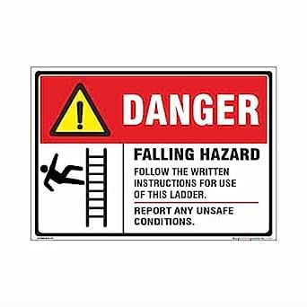 buysafetyposters.com - Danger Falling Hazards Sign In English - Vinyl ...